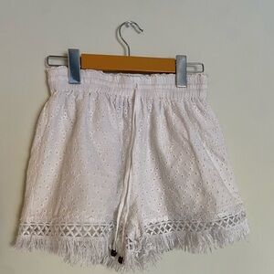 Boho Festival Shorts White Eyelet